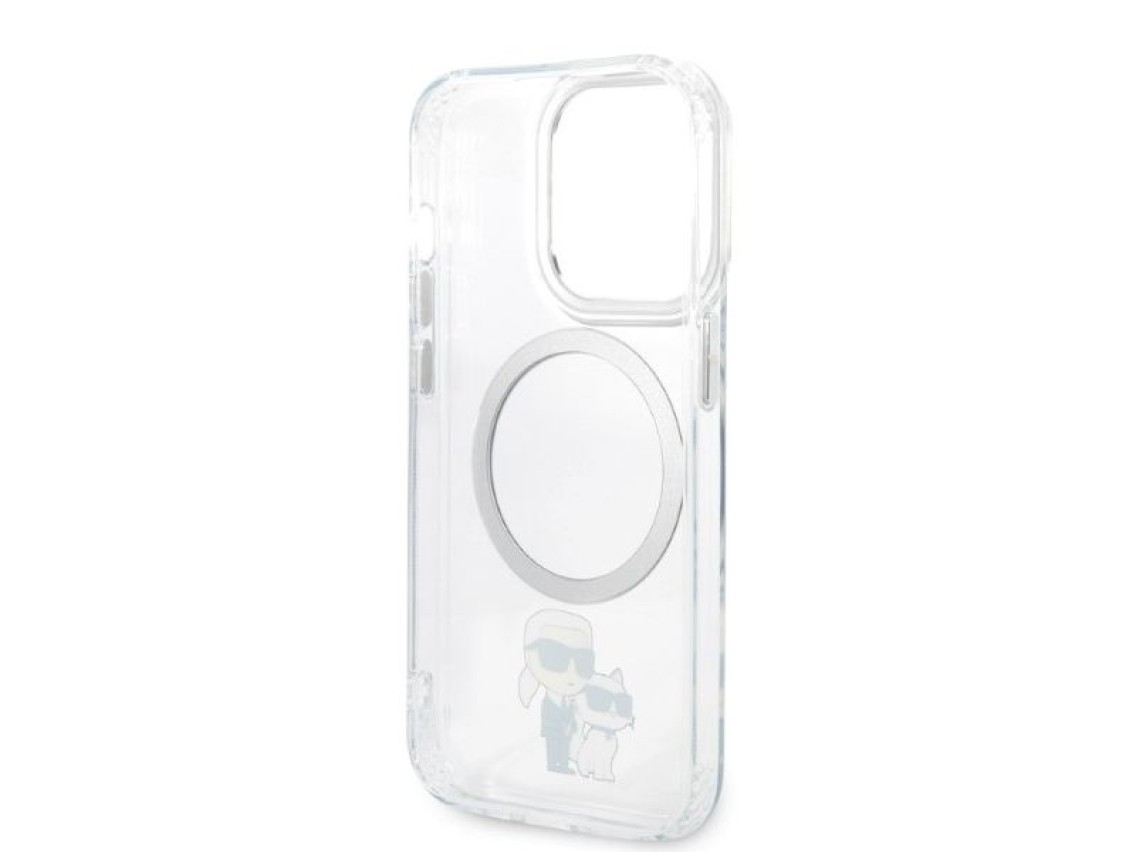 Funda Karl&Choupette MagSafe icónica de Karl Lagerfeld para iPhone 14 Pro - transparente