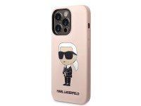 Capa Karl Lagerfeld Ikonik MagSafe de silicone para iPhone 14 Pro Max - rosa