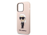 Capa Karl Lagerfeld Ikonik MagSafe de silicone para iPhone 14 Pro Max - rosa