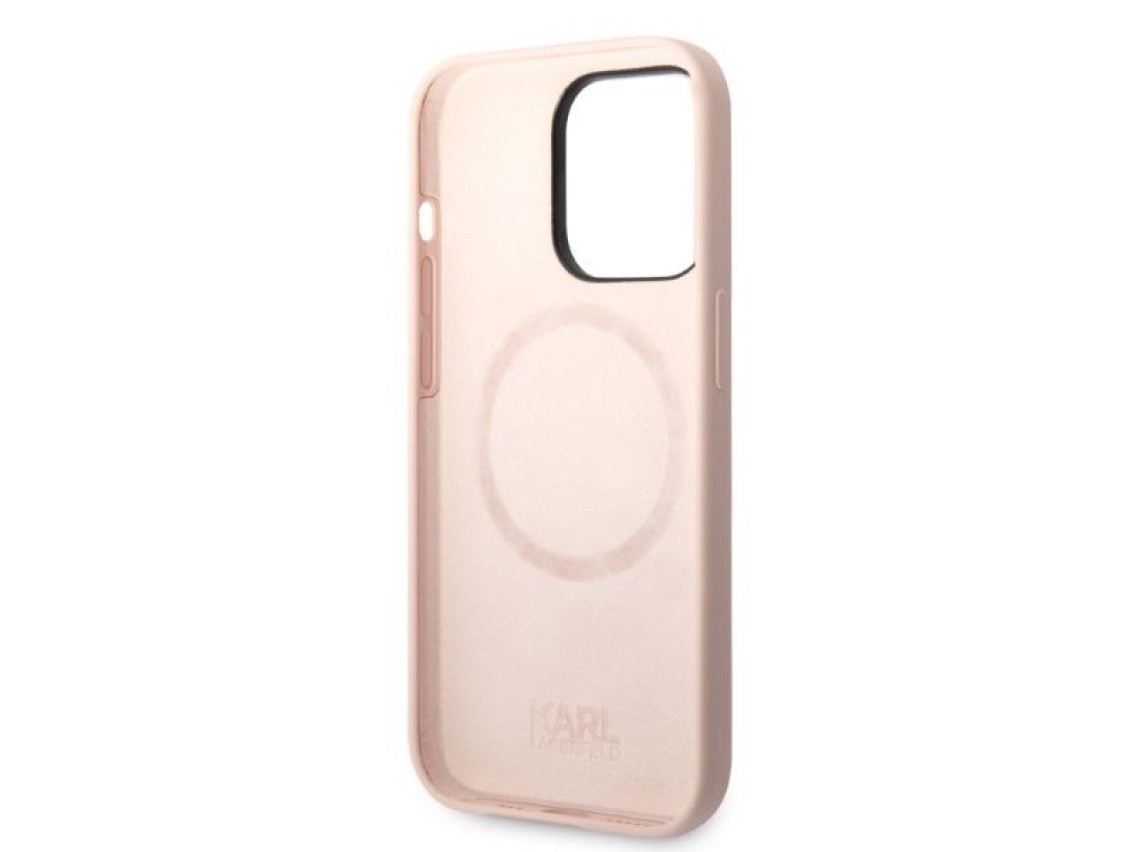 Capa Karl Lagerfeld Ikonik MagSafe de silicone para iPhone 14 Pro Max - rosa