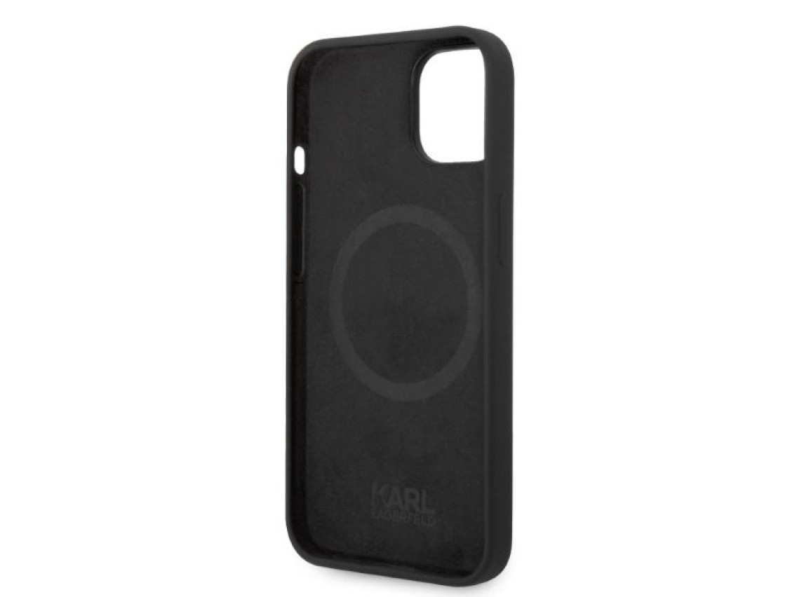 Funda rígida Karl Lagerfeld KLHMP14MSNIKBCK para iPhone 14 Plus de 6,7" en color negro/negro y silic