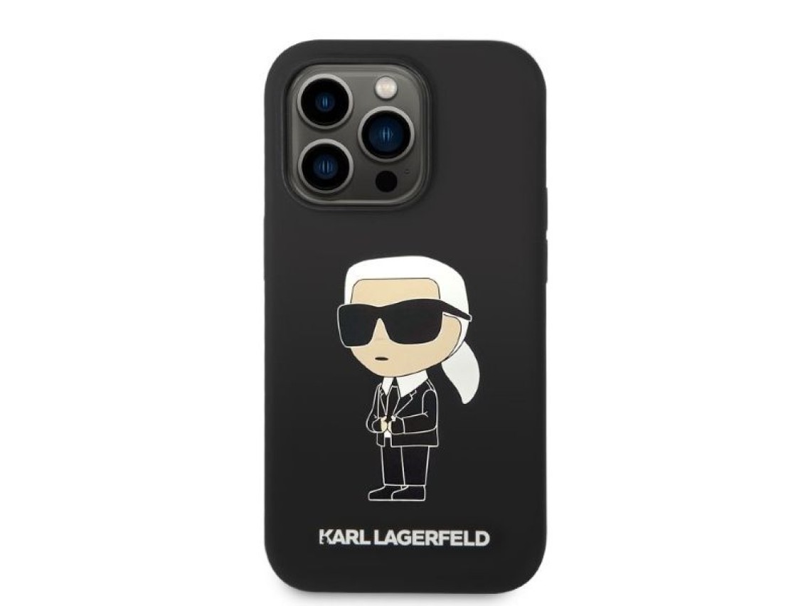 Capa Karl Lagerfeld Ikonik MagSafe de silicone para iPhone 14 Pro - preta