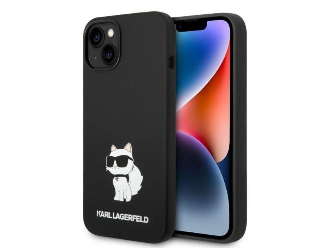 Capa rígida Karl Lagerfeld KLHMP14MSNCHBCK para iPhone 14 Plus 6.7" em silicone preto/preto Choupett