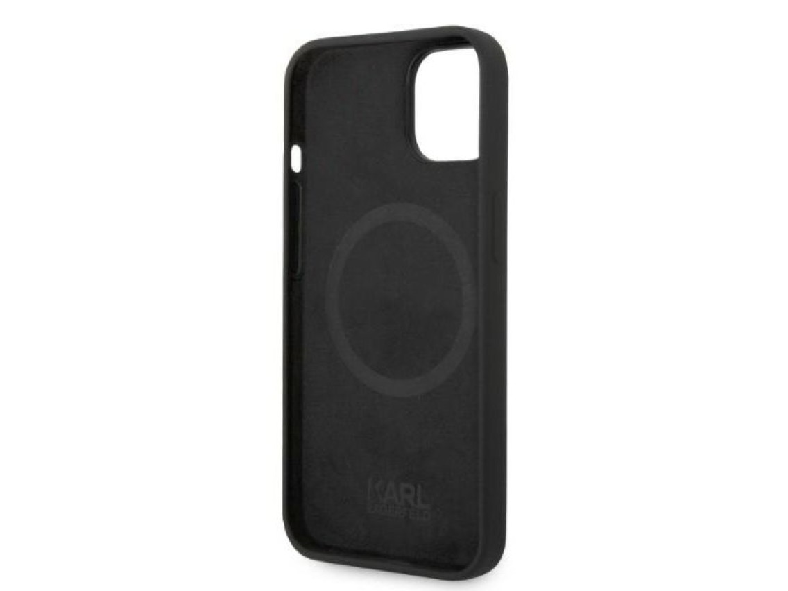 Capa rígida Karl Lagerfeld KLHMP14MSNCHBCK para iPhone 14 Plus 6.7" em silicone preto/preto Choupett