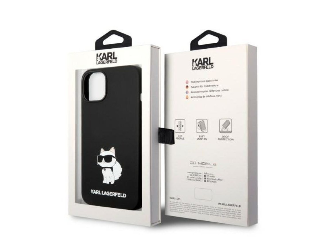 Capa rígida Karl Lagerfeld KLHMP14MSNCHBCK para iPhone 14 Plus 6.7" em silicone preto/preto Choupett