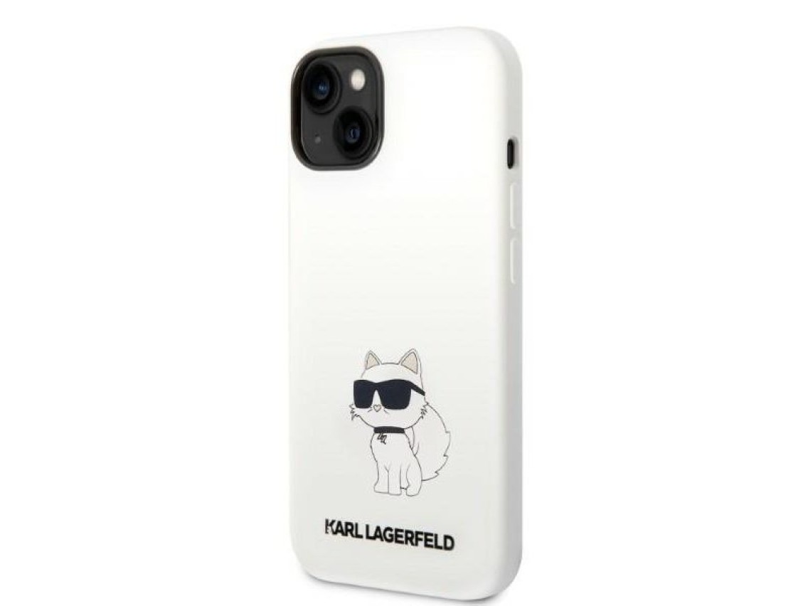 Karl Lagerfeld KLHMP14MSNCHBCH Capa rígida branca/silicone branca Choupette MagSafe para iPhone 14 P