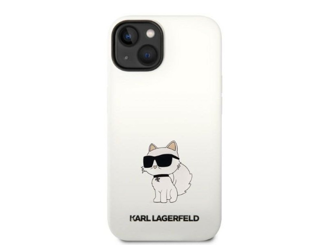 Karl Lagerfeld KLHMP14MSNCHBCH Capa rígida branca/silicone branca Choupette MagSafe para iPhone 14 P