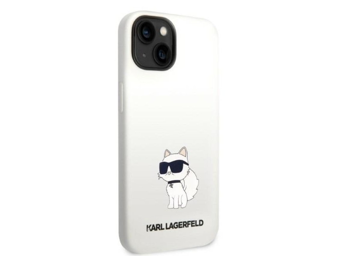 Karl Lagerfeld KLHMP14MSNCHBCH Capa rígida branca/silicone branca Choupette MagSafe para iPhone 14 P