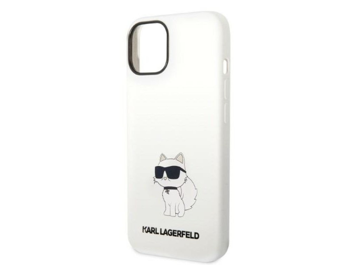 Karl Lagerfeld KLHMP14MSNCHBCH Capa rígida branca/silicone branca Choupette MagSafe para iPhone 14 P