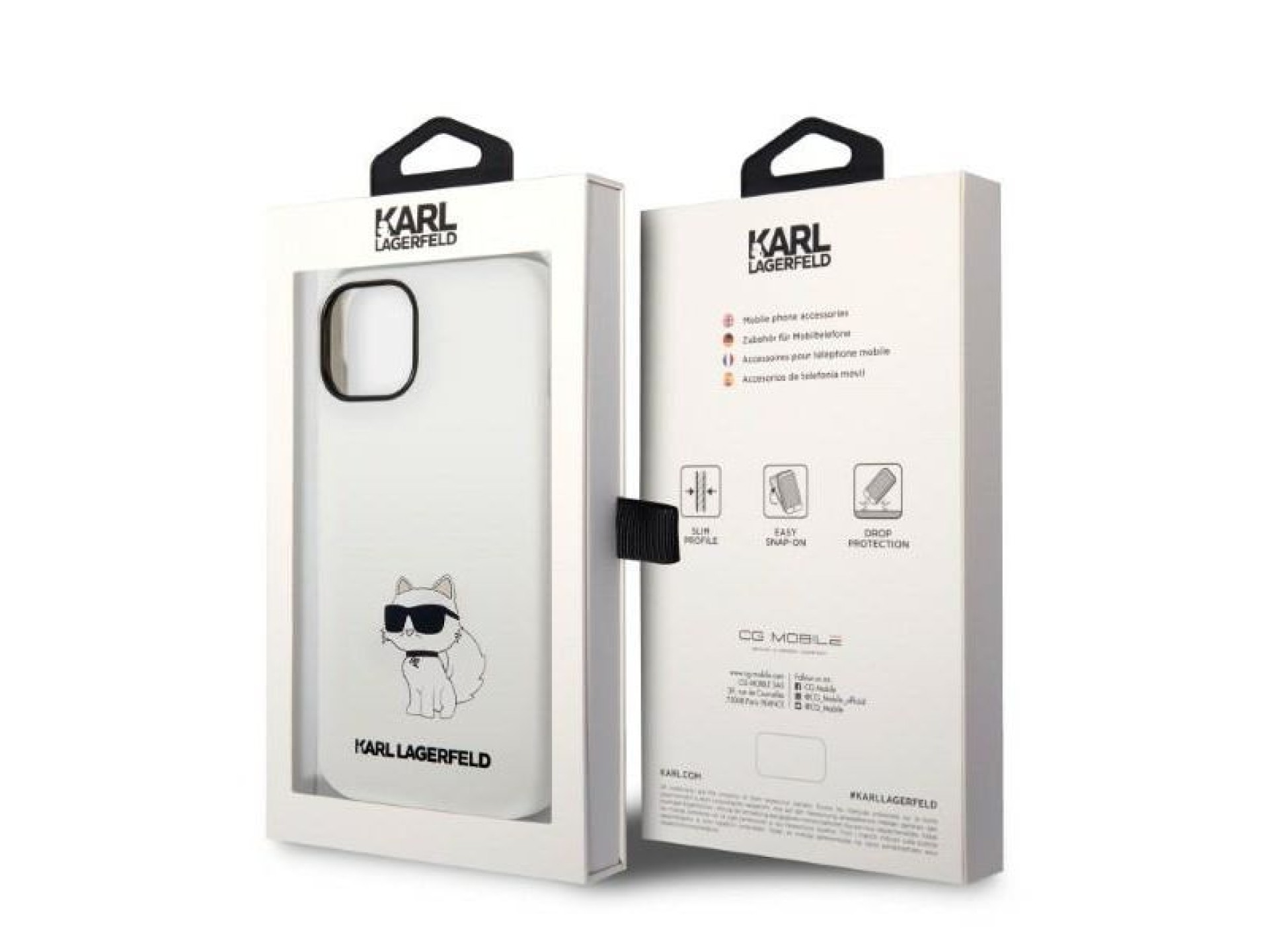 Karl Lagerfeld KLHMP14MSNCHBCH Capa rígida branca/silicone branca Choupette MagSafe para iPhone 14 P