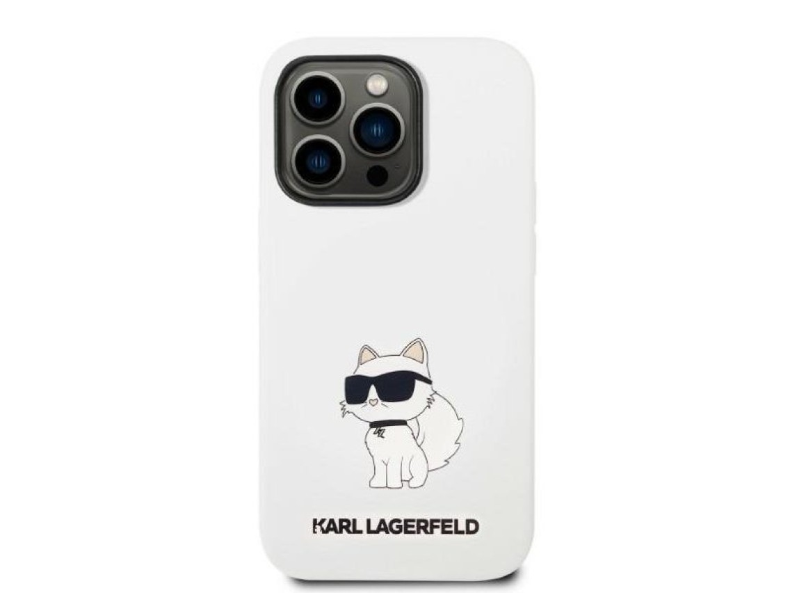 Funda rígida Karl Lagerfeld KLHMP14XSNCHBCH para iPhone 14 Pro Max de 6,7" blanca/blanca de silicona