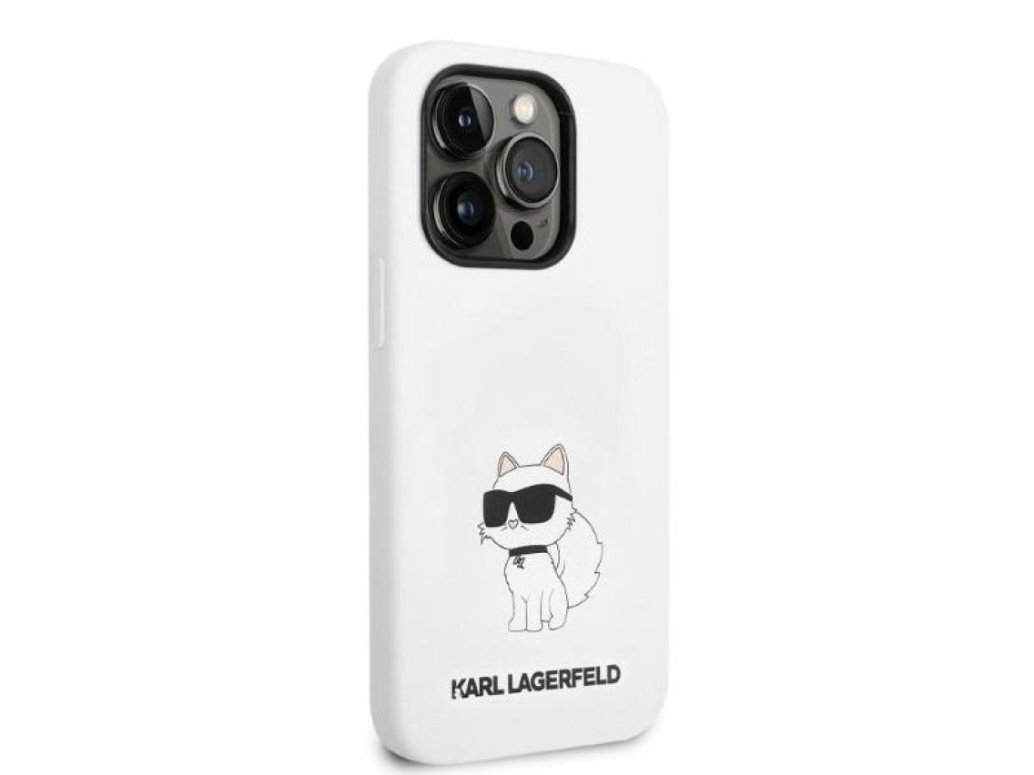 Funda rígida Karl Lagerfeld KLHMP14XSNCHBCH para iPhone 14 Pro Max de 6,7" blanca/blanca de silicona