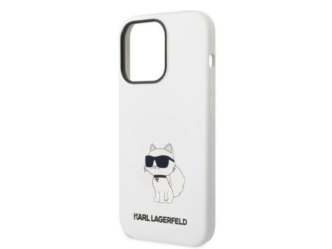 Funda rígida Karl Lagerfeld KLHMP14XSNCHBCH para iPhone 14 Pro Max de 6,7" blanca/blanca de silicona