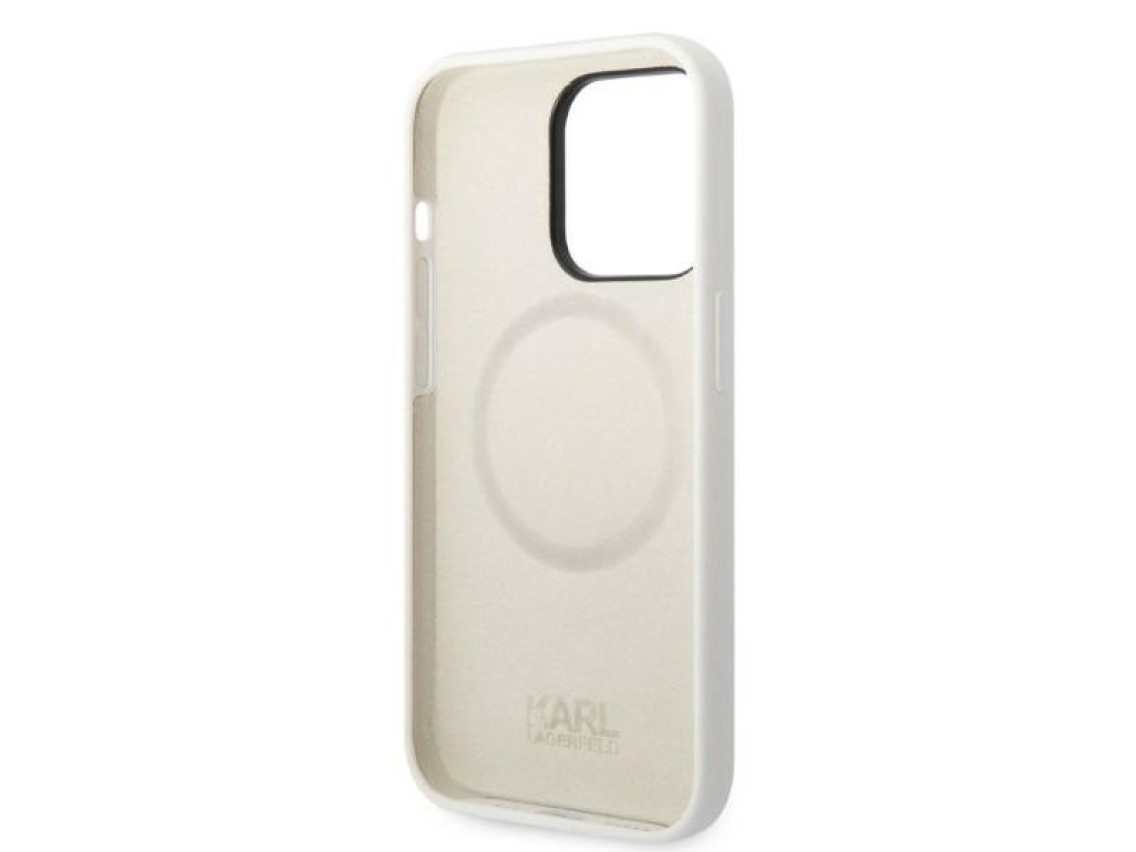 Funda rígida Karl Lagerfeld KLHMP14XSNCHBCH para iPhone 14 Pro Max de 6,7" blanca/blanca de silicona