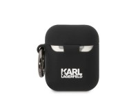 Capa para AirPods 1/2 Karl Lagerfeld KLA2RUNIKK preta/preta em silicone com a cabeça de Karl em 3D Capa para AirPods 1/2 Karl Lagerfeld KLA2RUNIKK preta/preta em silicone com a cabeça de Karl em 3D