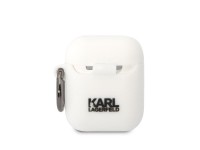 Karl Lagerfeld KLA2RUNIKH Capa para AirPods 1/2 branca/silicone branco Karl Head 3D Karl Lagerfeld KLA2RUNIKH Capa para AirPods 1/2 branca/silicone branco Karl Head 3D