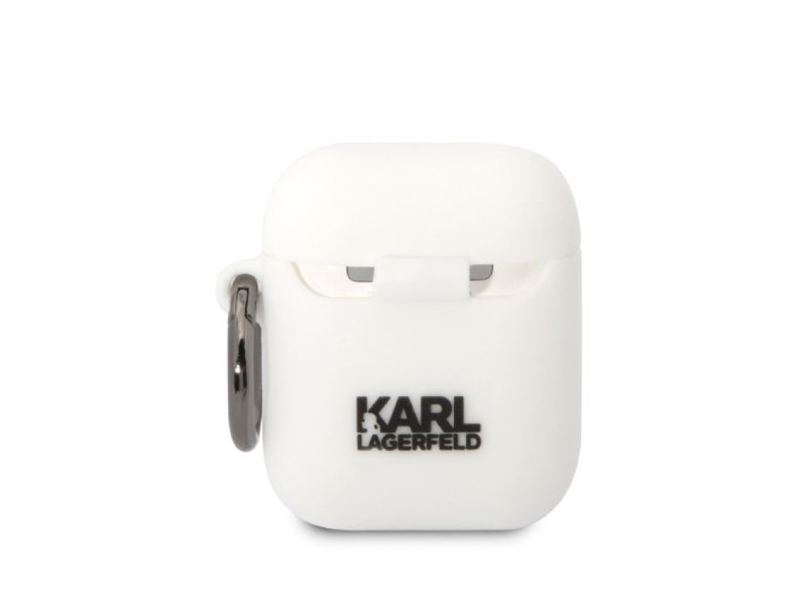 Karl Lagerfeld KLA2RUNIKH Capa para AirPods 1/2 branca/silicone branco Karl Head 3D
