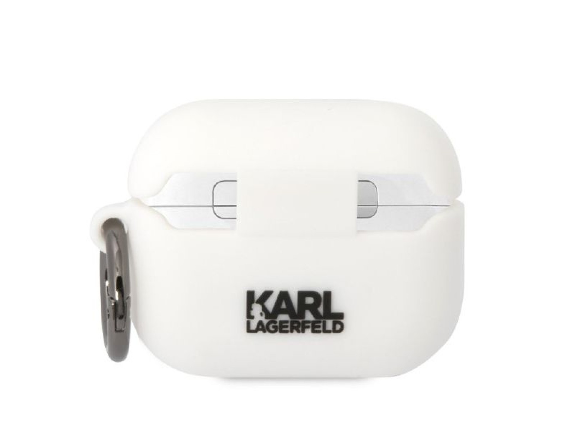 Capa para AirPods Pro Karl Lagerfeld KLAPRUNIKH branca/silicone branca com a cabeça de Karl em 3D