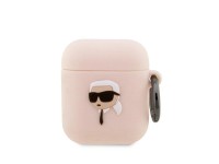Capa para AirPods 1/2 Karl Lagerfeld KLA2RUNIKP rosa/rosa em silicone com a cabeça de Karl em 3D Capa para AirPods 1/2 Karl Lagerfeld KLA2RUNIKP rosa/rosa em silicone com a cabeça de Karl em 3D