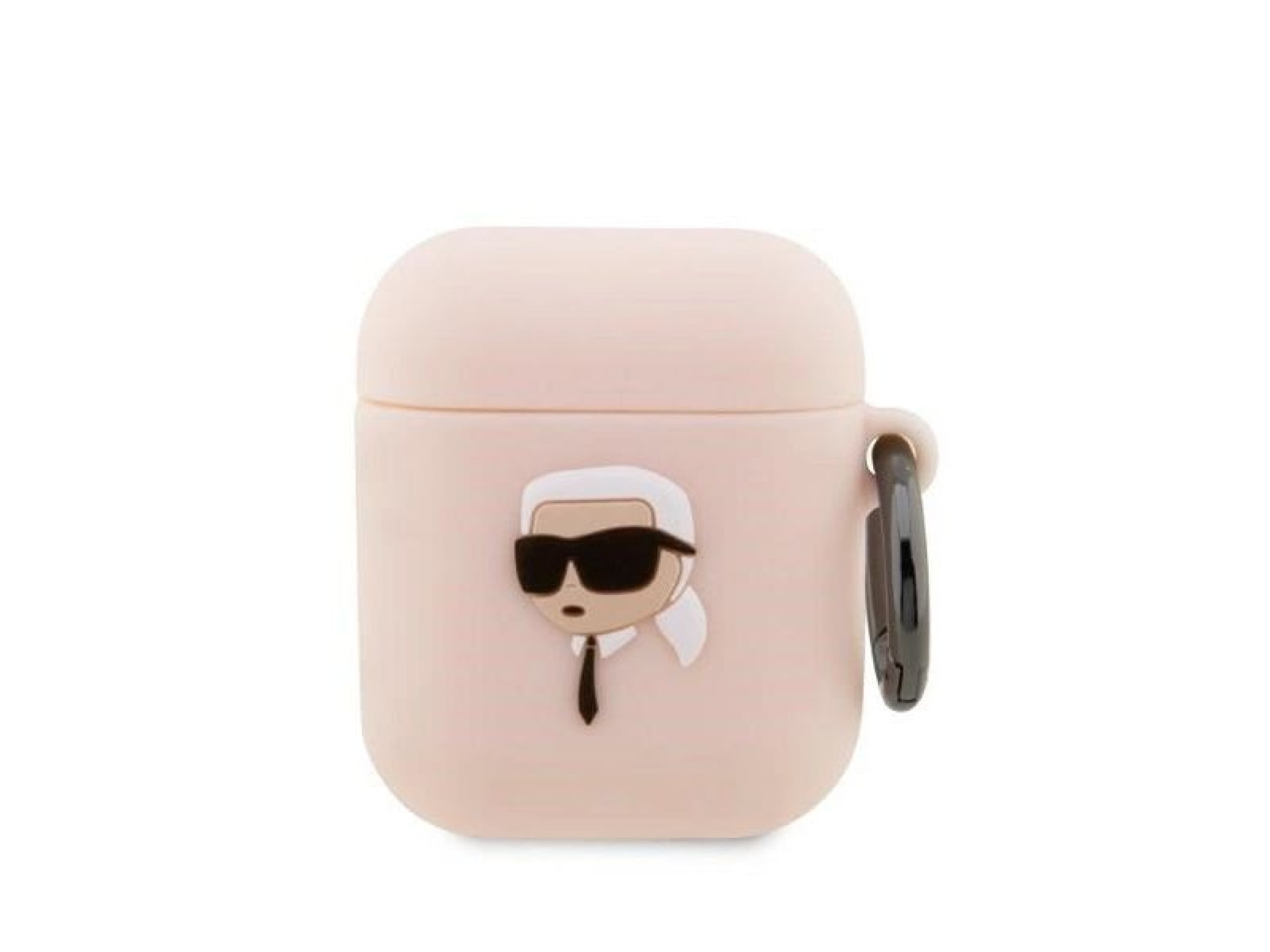 Capa para AirPods 1/2 Karl Lagerfeld KLA2RUNIKP rosa/rosa em silicone com a cabeça de Karl em 3D