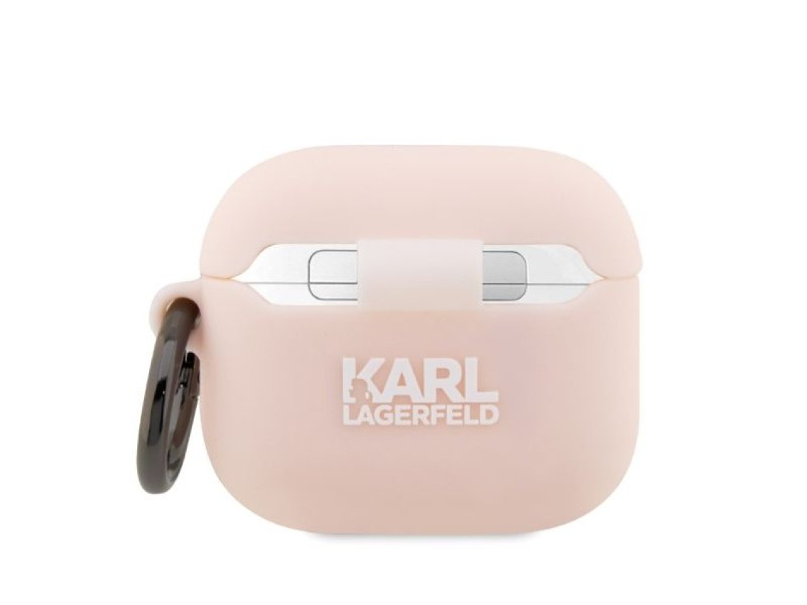 Capa para AirPods 3 Karl Lagerfeld KLA3RUNIKP rosa/rosa em silicone com a cabeça de Karl em 3D