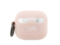 Capa para AirPods 3 Karl Lagerfeld KLA3RUNIKP rosa/rosa em silicone com a cabeça de Karl em 3D Capa para AirPods 3 Karl Lagerfeld KLA3RUNIKP rosa/rosa em silicone com a cabeça de Karl em 3D