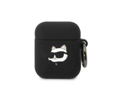 Funda Karl Lagerfeld KLA2RUNCHK para AirPods 1/2, color negro/negro, de silicona, modelo Choupette H Funda Karl Lagerfeld KLA2RUNCHK para AirPods 1/2, color negro/negro, de silicona, modelo Choupette H