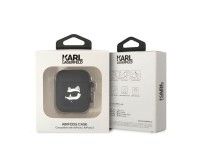 Funda Karl Lagerfeld KLA2RUNCHK para AirPods 1/2, color negro/negro, de silicona, modelo Choupette H Funda Karl Lagerfeld KLA2RUNCHK para AirPods 1/2, color negro/negro, de silicona, modelo Choupette H