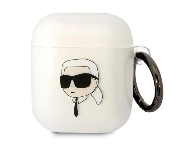 Funda transparente para AirPods 1/2 de Karl Lagerfeld KLA2HNIKTCT con la cabeza de Karl