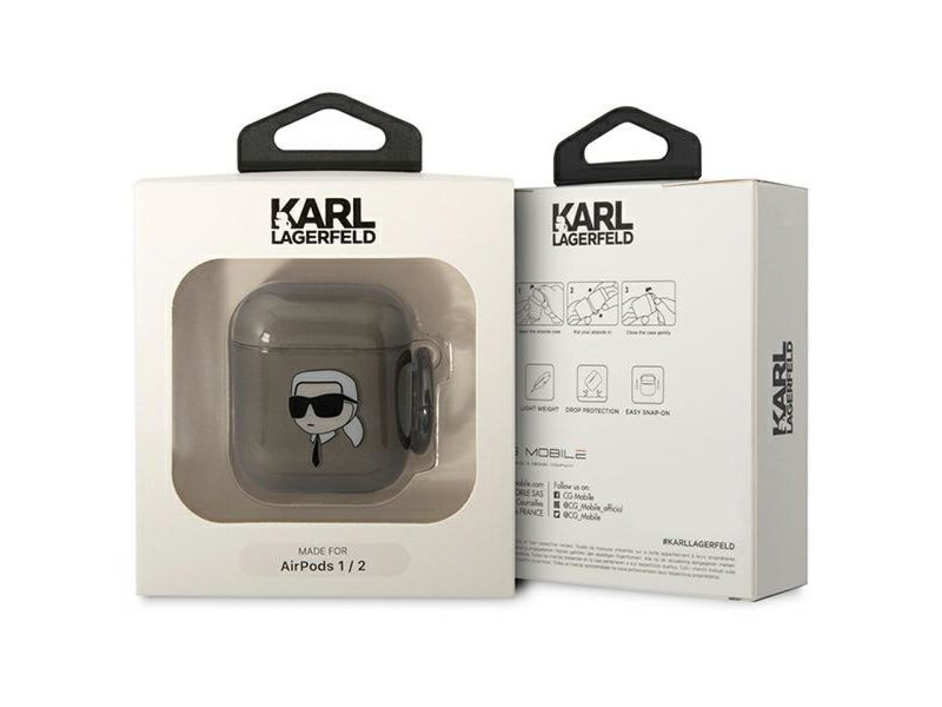 Karl Lagerfeld KLA2HNIKTCK AirPods 1/2 cover black/black Karl`s Head