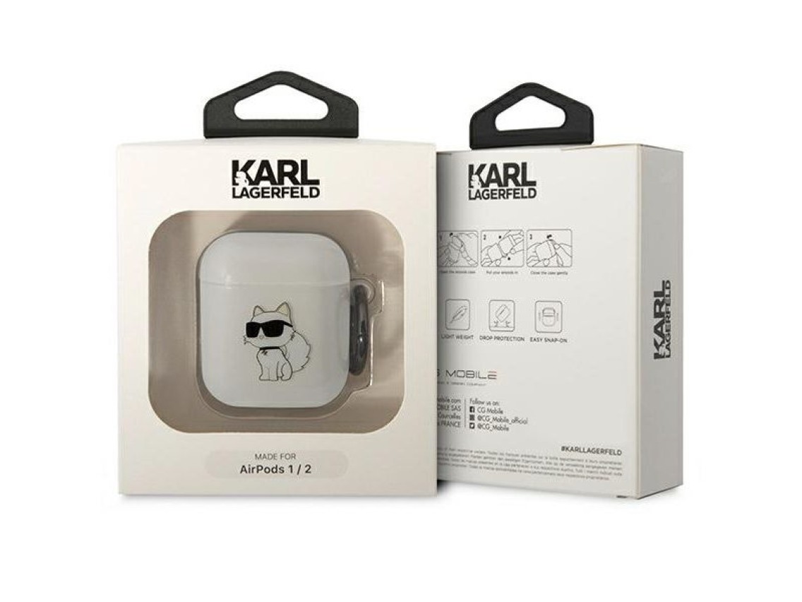 Karl Lagerfeld KLA2HNCHTCT Airpods 1/2 cover transparent Ikonik Choupette