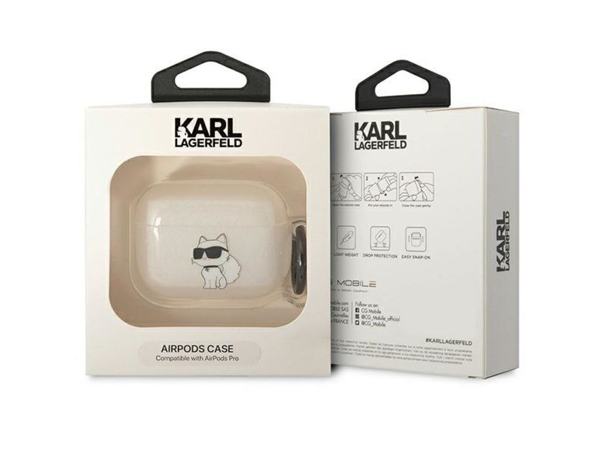 Funda transparente para AirPods Pro de Karl Lagerfeld KLAPHNCHTCT Ikonik Choupette