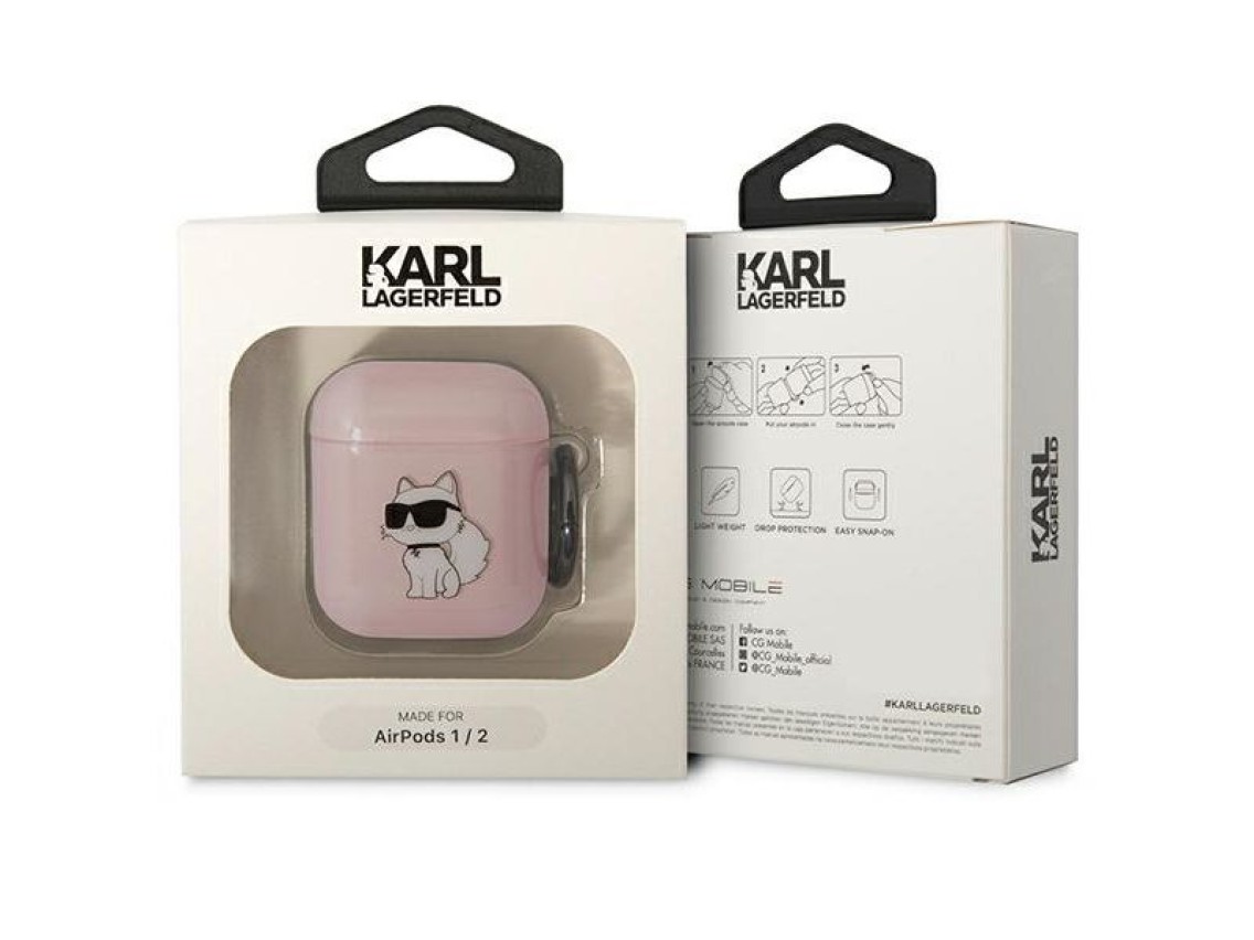 Funda para AirPods 1/2 Karl Lagerfeld KLA2HNCHTCP rosa/rosa Ikonik Choupette