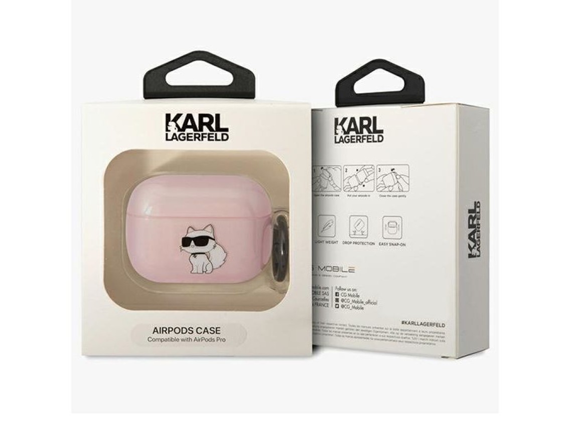 Karl Lagerfeld KLAPHNCHTCP Capa para AirPods Pro rosa/rosa Ikonik Choupette