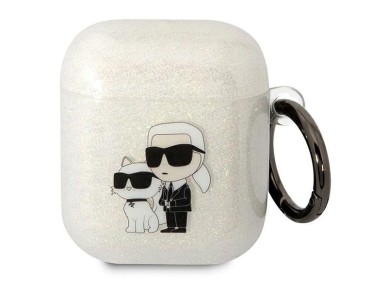 Karl Lagerfeld KLA2HNKCTGT Airpods 1/2 cover transparent Gliter Karl&Choupette Karl Lagerfeld KLA2HNKCTGT Airpods 1/2 cover transparent Gliter Karl&Choupette