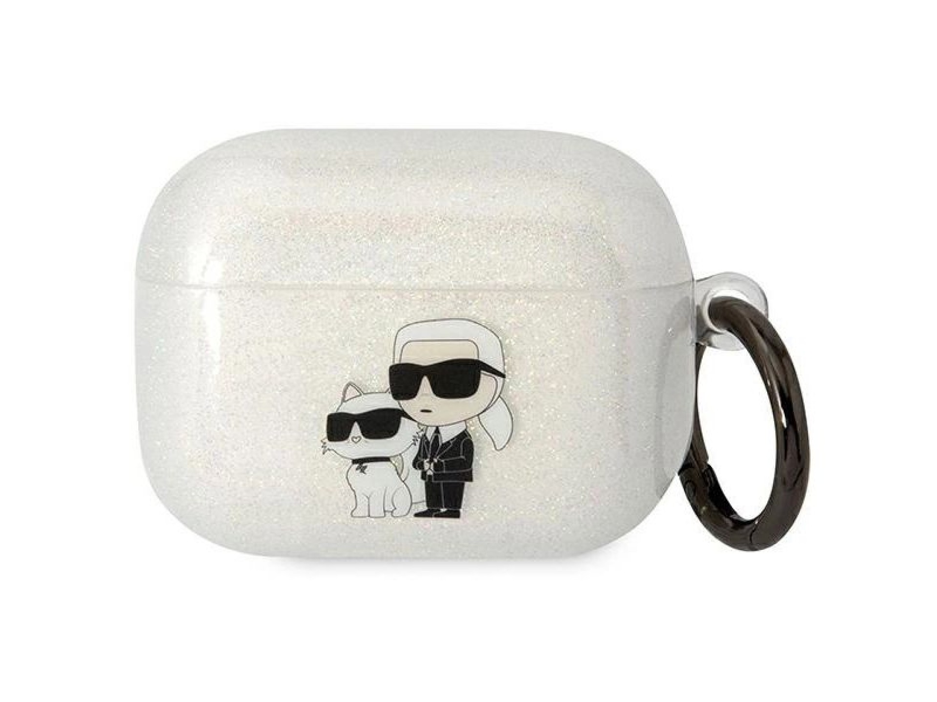 Karl Lagerfeld KLAPHNKCTGT Capa transparente com glitter para AirPods Pro Karl&Choupette