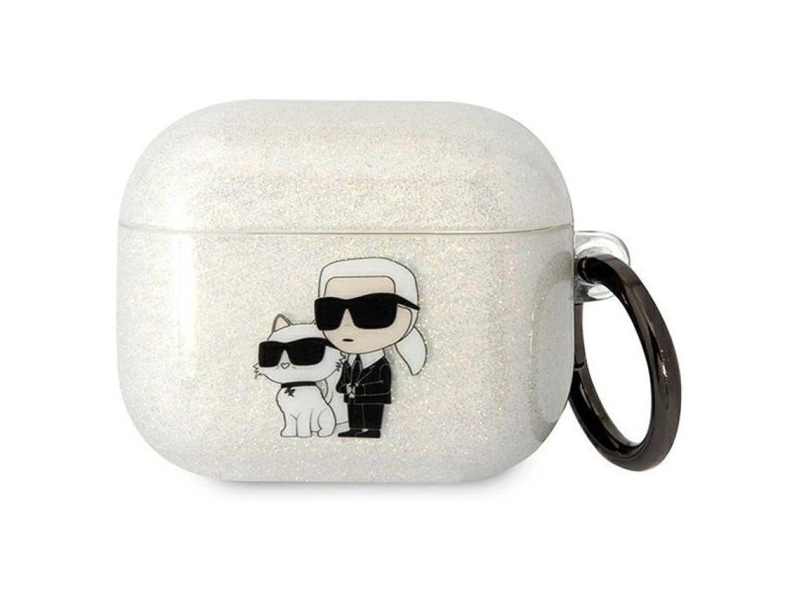 Karl Lagerfeld KLA3HNKCTGT Airpods 3 cover transparent Gliter Karl&Choupette