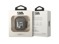 Karl Lagerfeld KLA2HNKCTGK Capa para AirPods 1/2 preta/preta com glitter Karl&Choupette