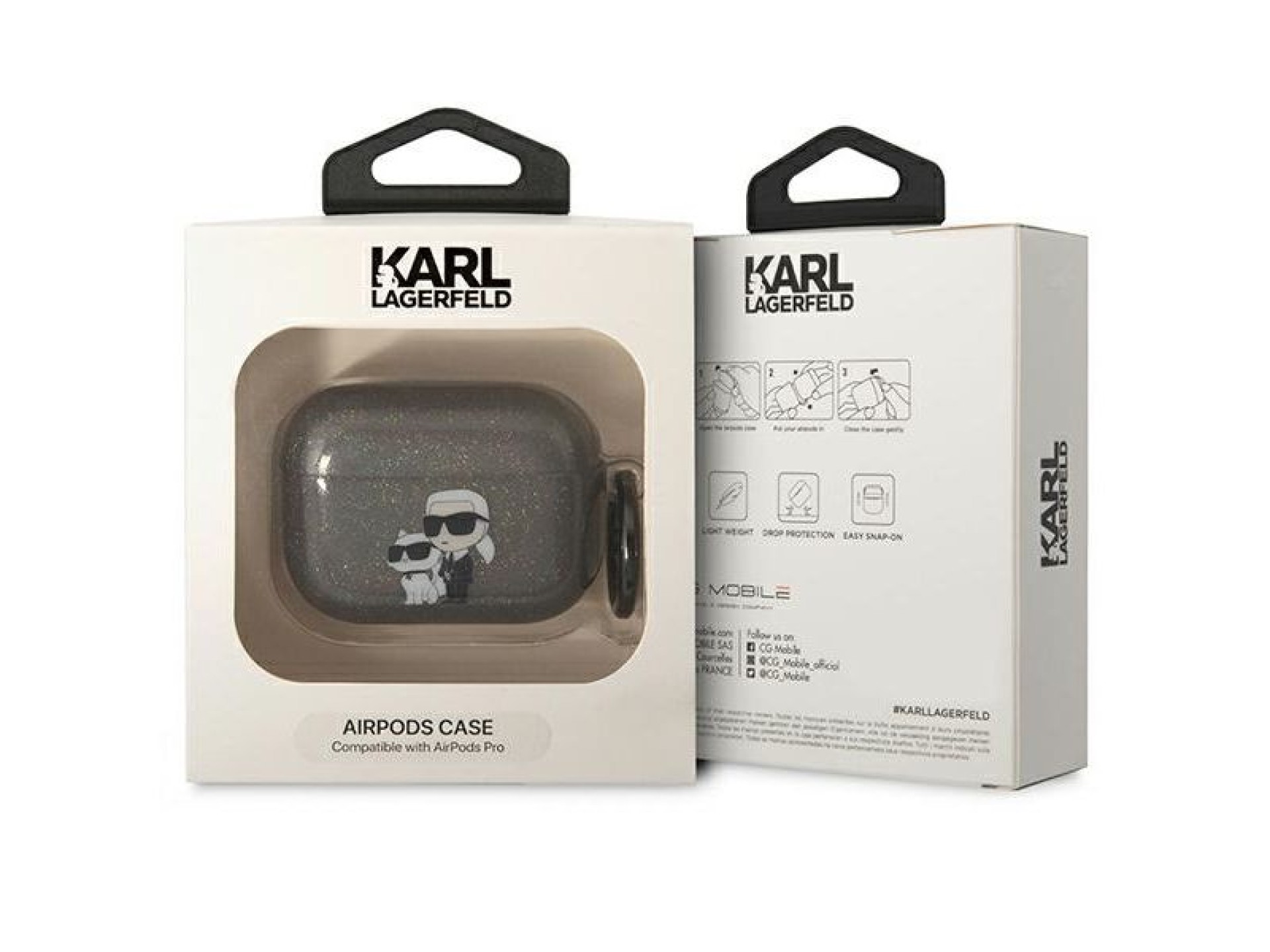 Karl Lagerfeld KLAPHNKCTGK Airpods Pro cover black/black Gliter Karl&Choupette