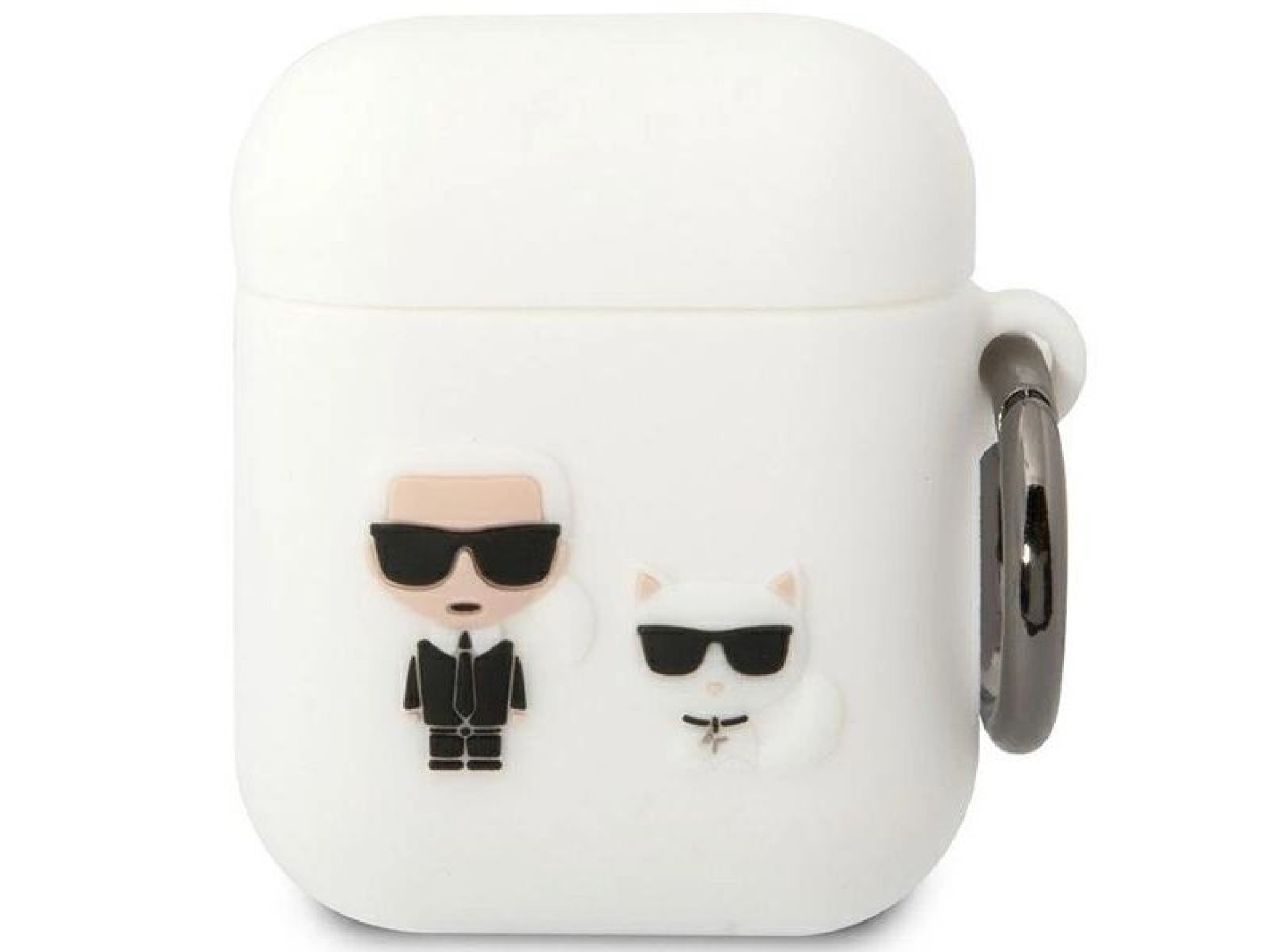 Capa para AirPods 1/2 Karl Lagerfeld KLACA2SILKCW branca/silicone branco Karl & Choupette