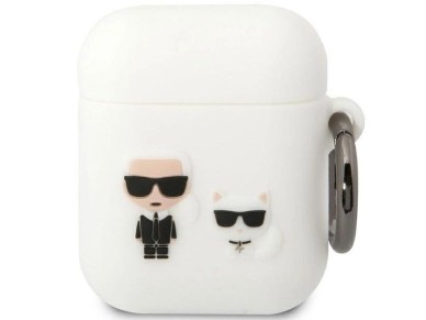 Capa para AirPods 1/2 Karl Lagerfeld KLACA2SILKCW branca/silicone branco Karl & Choupette