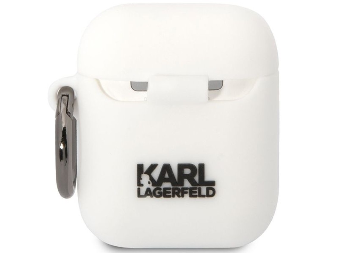 Capa para AirPods 1/2 Karl Lagerfeld KLACA2SILKCW branca/silicone branco Karl & Choupette