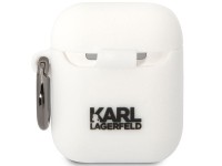 Capa para AirPods 1/2 Karl Lagerfeld KLACA2SILKCW branca/silicone branco Karl & Choupette