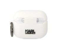 Capa para AirPods Pro Karl Lagerfeld KLACAPSILKCW em silicone branco/branco Karl & Choupette