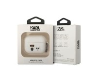 Capa para AirPods Pro Karl Lagerfeld KLACAPSILKCW em silicone branco/branco Karl & Choupette
