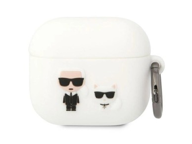 Funda para AirPods 3 Karl Lagerfeld KLACA3SILKCW blanca/blanca de silicona Karl & Choupette Funda para AirPods 3 Karl Lagerfeld KLACA3SILKCW blanca/blanca de silicona Karl & Choupette