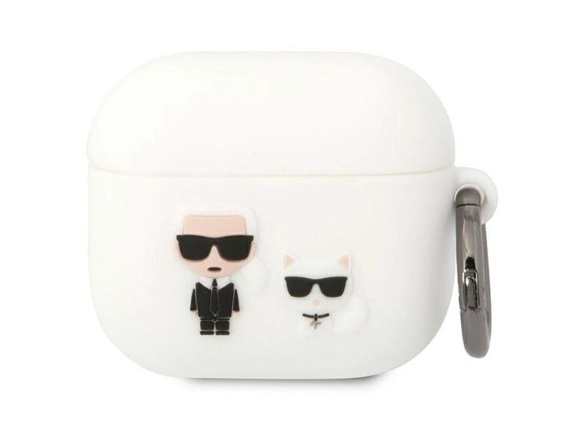 Funda para AirPods 3 Karl Lagerfeld KLACA3SILKCW blanca/blanca de silicona Karl & Choupette