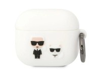 Funda para AirPods 3 Karl Lagerfeld KLACA3SILKCW blanca/blanca de silicona Karl & Choupette Funda para AirPods 3 Karl Lagerfeld KLACA3SILKCW blanca/blanca de silicona Karl & Choupette