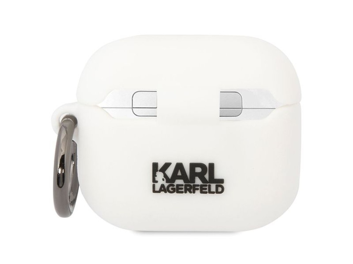 Funda para AirPods 3 Karl Lagerfeld KLACA3SILKCW blanca/blanca de silicona Karl & Choupette