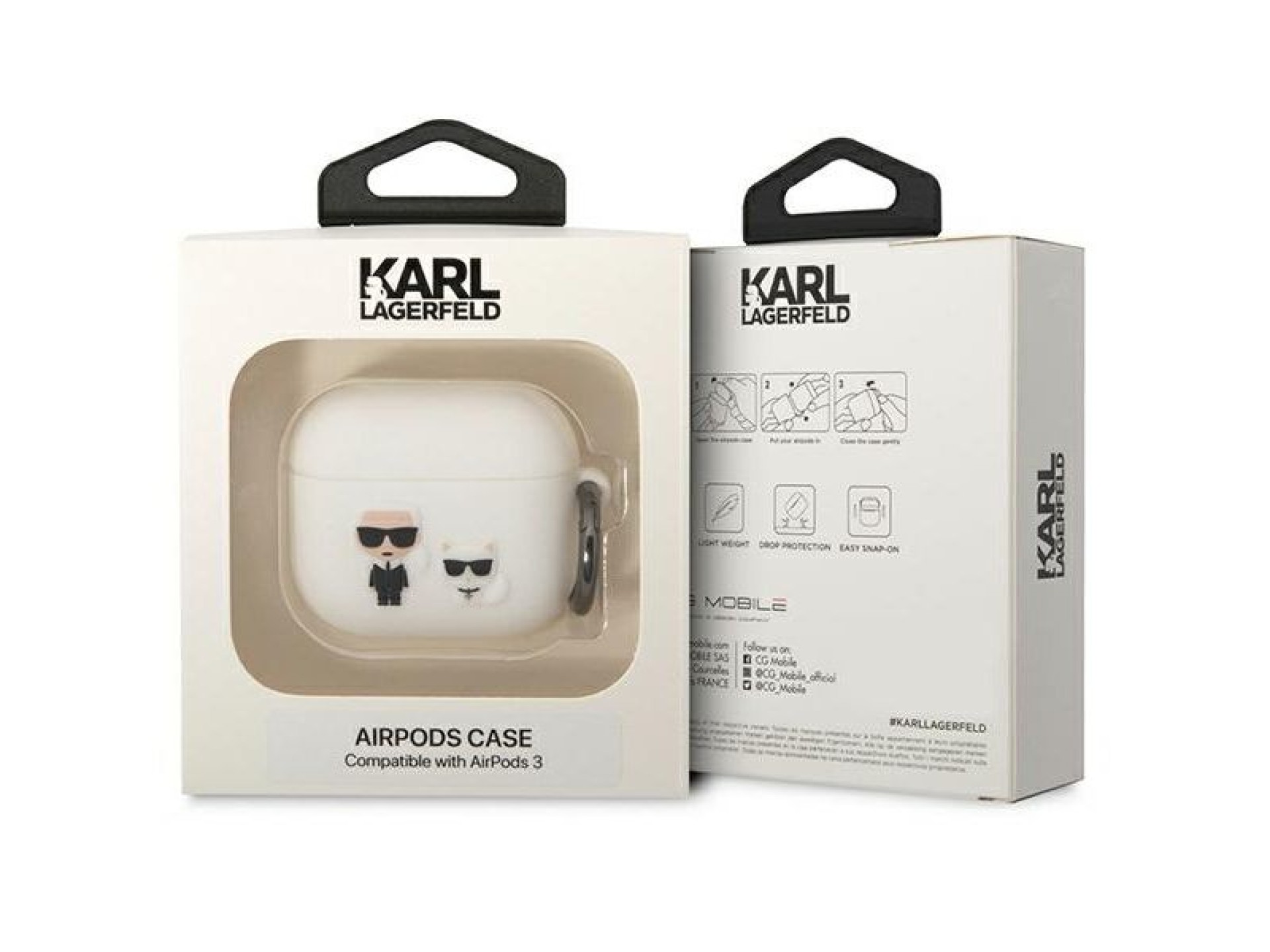 Funda para AirPods 3 Karl Lagerfeld KLACA3SILKCW blanca/blanca de silicona Karl & Choupette